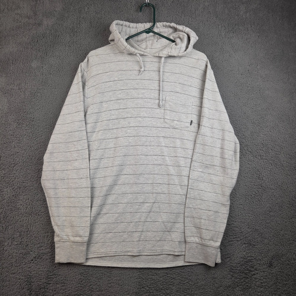 Billabong Hoodie Men's Extra Large Gray Striped Hooded Shirt Long Sleeve